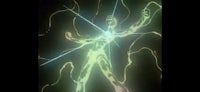 an image of a green man in the dark